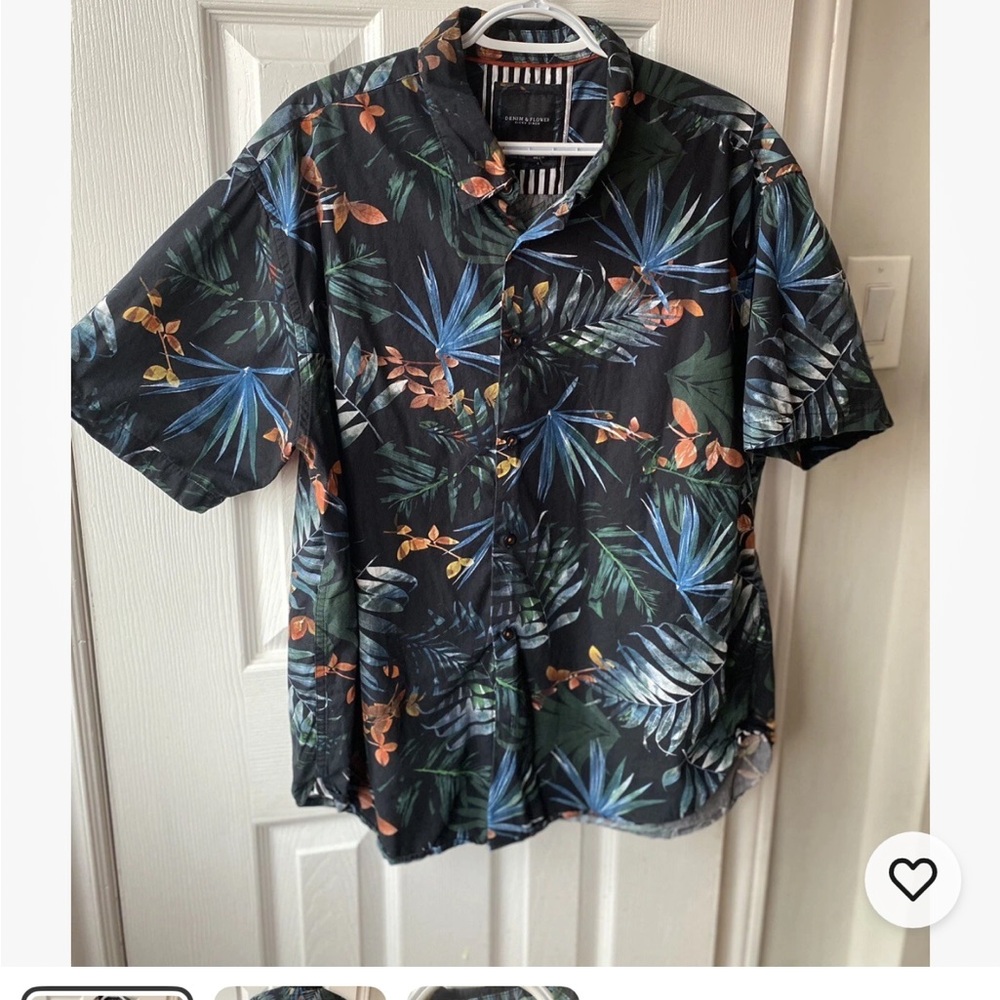 Men's Black Tropical Leaf Print Shirt
